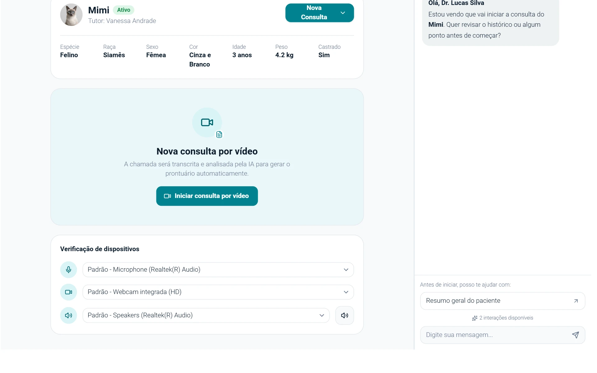 Preparação de consulta por vídeo