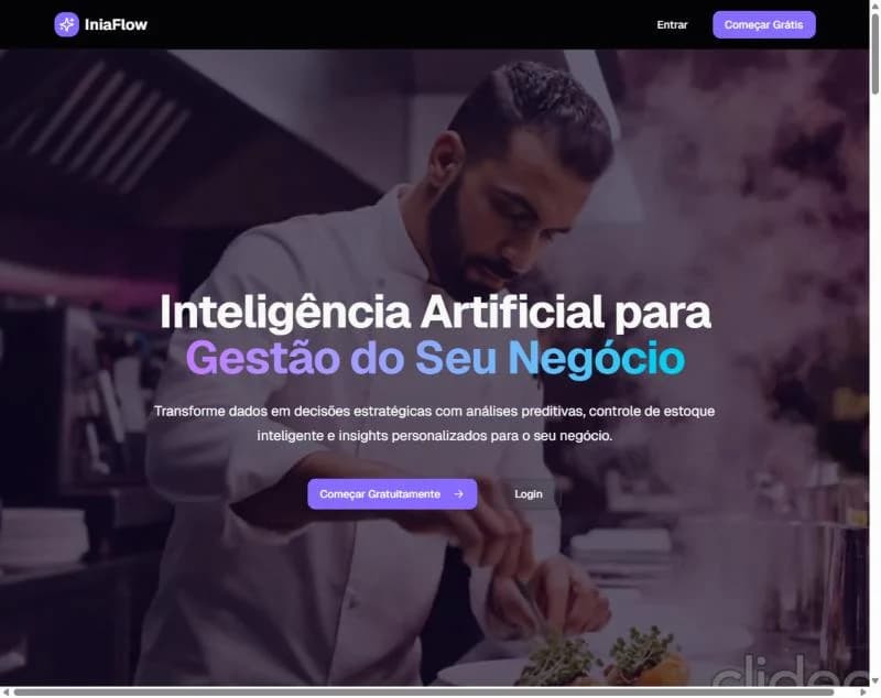 Página inicial do IniaFlow AI